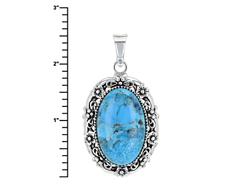 Southwest Style By Jtv™ 34x21mm Oval Turquoise Sterling Silver Floral Enhancer With Chain
