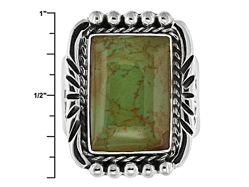 Southwest Style By Jtv™ 17x12mm Rectangular Green Turquoise Sterling Silver Solitaire Ring - Size 5