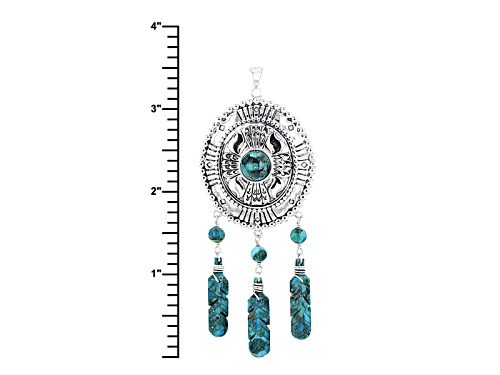 Southwest Style By Jtv™  Round Bead And Fancy Turquoise Silver Dreamcatcher Pendant With Chain