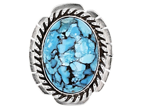 Southwest Style By Jtv™ Oval Cabochon Lace Matrix Turquoise Sterling Silver Solitaire Ring - Size 5