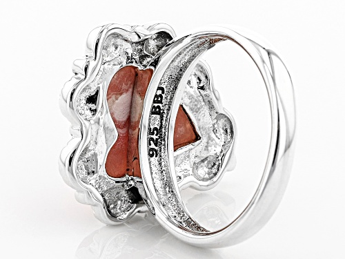 Southwest Style by JTV™ 15x13mm heart shape cabochon rhodochrosite solitaire sterling silver ring - Size 5