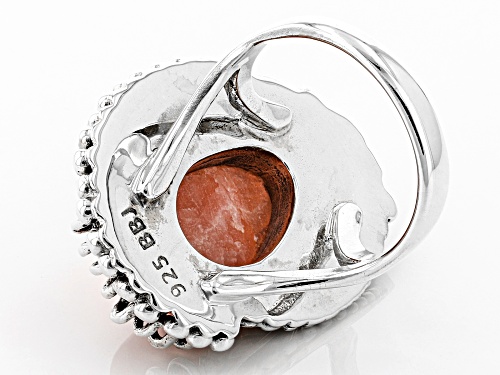 Southwest Style by JTV™ pear shape cabochon rhodochrosite sterling silver ring - Size 5