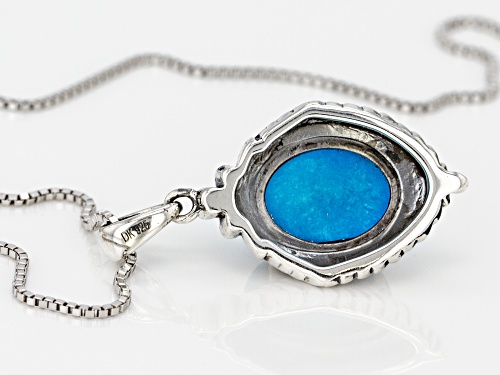 Southwest Style by JTV™ oval Sleeping Beauty turquoise rhodium over sterling silver pendant w/chain