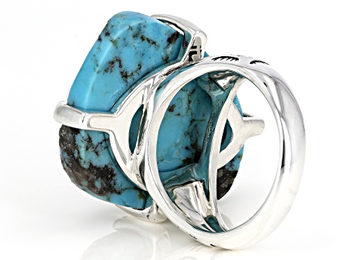 Southwest Style by JTV™ free-form turquoise rough sterling silver solitaire ring - Size 5