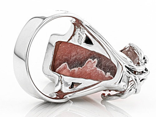 Southwest Style By JTV™ Custom Shape Rhodochrosite Silver Solitaire Ring - Size 6