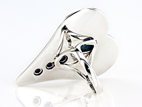 Southwest Style By JTV™ Heart Shape & Round Kingman Turquoise Rhodium Over Silver Heart Ring - Size 6