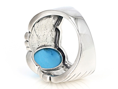 Southwest Style By JTV™ Oval Sleeping Beauty Turquoise  Rhodium Over Sterling Silver Ring - Size 8