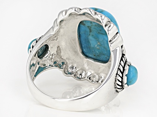 Southwest Style By JTV™ Mixed Shapes Turquoise Cabochon Rhodium Over Silver Ring - Size 10