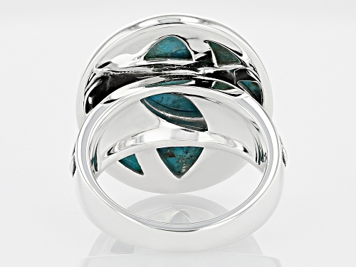 Southwest Style By JTV™ Mixed Shape Turquoise Rhodium Over Sterling Silver Ring - Size 8
