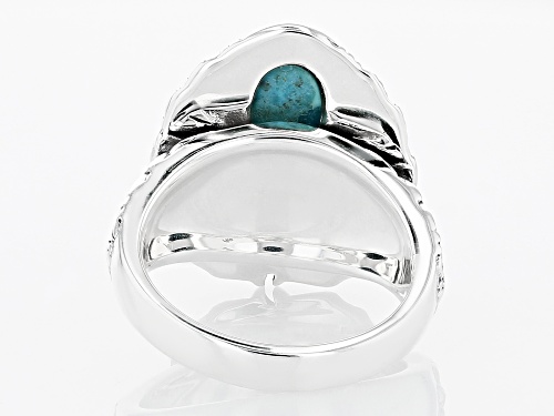 Southwest Style By JTV™ 10X7mm Oval Cabochon Turquoise Rhodium over Silver Ring - Size 9