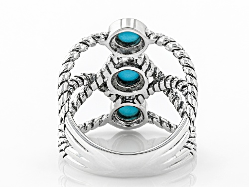 Southwest Style By JTV™ Sleeping Beauty Turquoise Rhodium Over Sterling Silver 3-Stone Ring - Size 8