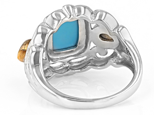 Southwest Style By JTV™ Sleeping Beauty Turquoise & Spiny Oyster Shell Rhodium Over Silver Ring - Size 9