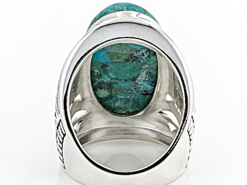 Southwest Style By JTV™ Oval Blue Turquoise Rhodium Over Sterling Silver Ring - Size 7