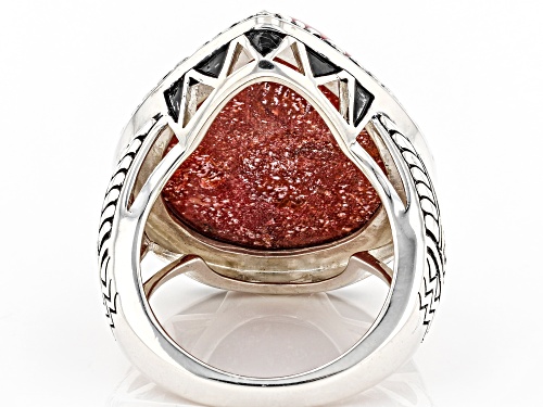 Southwest Style By JTV™ Coral Rhodium Over Sterling Silver Solitaire Ring - Size 8