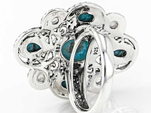 Southwest Style By JTV™  Turquoise and Rainbow Moonstone Rhodium Ober Silver Ring - Size 7