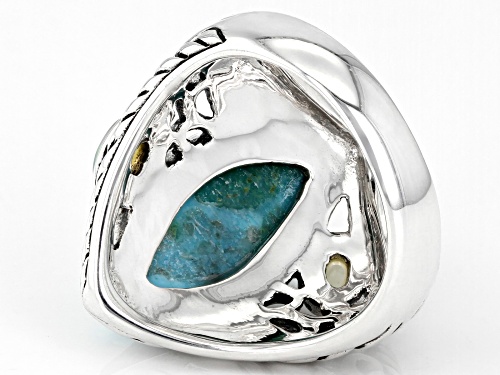 Southwest Style By JTV™ Turquoise and Opal Rhodium Over Sterling Silver Ring - Size 8