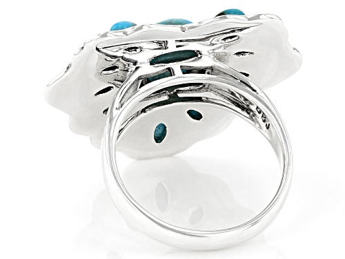 Southwest Style By JTV™ Oval and Pear Shaped Turquoise Rhodium Over Sterling Silver Heart Ring - Size 7