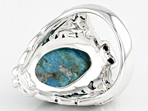 Southwest Style By JTV™ Fancy Shape Turquoise Rhodium Over Sterling Silver Ring - Size 8