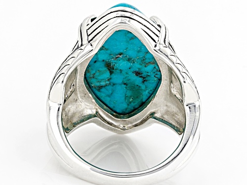 Southwest Style By JTV™ Blue Turquoise Rhodium Over Sterling Silver Solitaire Ring - Size 8