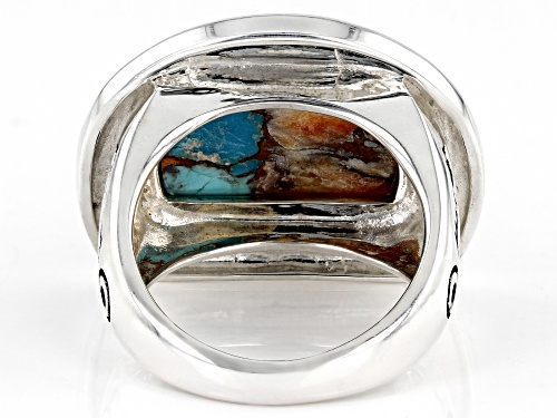 Southwest Style By JTV™ Blended Composite Turquoise & Spiny Oyster Shell Rhodium Over Silver Ring - Size 10