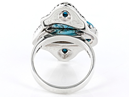 Southwest Style By JTV™ Sleeping Beauty Turquoise & Spiny Oyster Shell Rhodium Over Silver Ring - Size 11