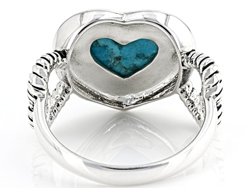 Southwest Style by JTV™ Blue Turquoise Sterling Silver Heart Ring - Size 8