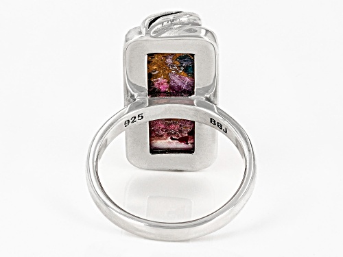 Southwest Style by JTV™ Blended Turquoise & Purple Spiny Oyster Shell Rhodium Over Silver Ring - Size 8