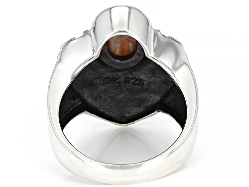 Southwest Style by JTV™ Orange Spiny Oyster Shell Rhodium Over Sterling Silver Ring - Size 9