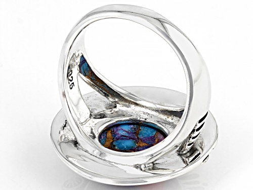 Southwest Style by JTV™  Blended Turquoise and Purple Spiny Oyster Rhodium Over Sterling Silver Ring - Size 9