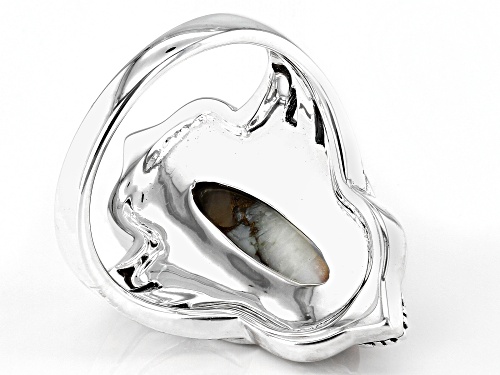 Southwest Style By JTV™ Oval Orange Spiny Oyster Shell Rhodium Over Sterling Silver Ring - Size 12