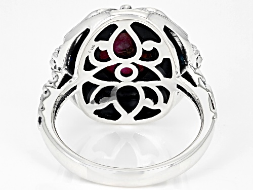Southwest Style By JTV™ Blended Multi-Color Spiny Oyster W/ Sleeping Beauty Rhodium Over Silver Ring - Size 10