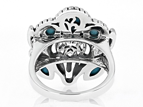 Southwest Style by JTV™ Multi-Shaped Kingman Turquoise Sterling Silver Buffalo Ring - Size 7
