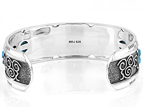 Southwest Style by JTV™ Blue Turquoise Inlay Sterling Silver Cuff Bracelet