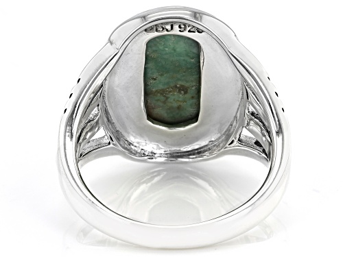 Southwest Style by JTV™ 16x8mm Green Kingman Turquoise Sterling Silver Ring - Size 8