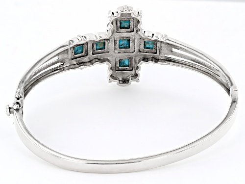 Southwest Style by JTV™ Blue Turquoise Rhodium Over Sterling Silver Cross Bracelet - Size 8
