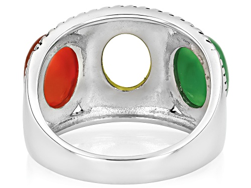 Southwest Style by JTV™ Multi-Color Jadeite Rhodium Over Sterling Silver Ring - Size 7