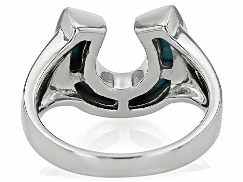Southwest Style by JTV™ Blue Turquoise Sterling Silver Horseshoe Inlay Ring - Size 8