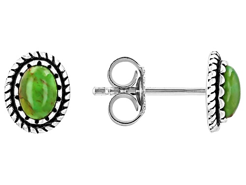 Southwest Style by JTV™ Coral, Green & Blue Turquoise Sterling Silver Set of 3 Stud Earrings