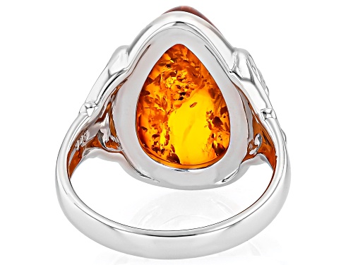 Southwest Style by JTV™ 17x11mm Amber Rhodium Over Sterling Silver Ring - Size 9