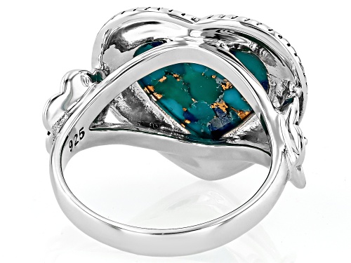 Southwest Style by JTV™ 16x15mm Blended Turquoise & Lapis Lazuli Sterling Silver Ring - Size 11