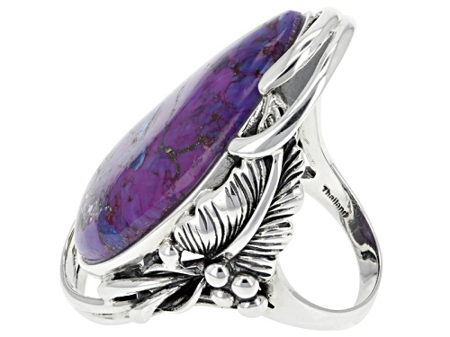 Southwest Style By Jtv™ Fancy Cabochon Purple Turquoise Solitaire Sterling Silver Ring - Size 6