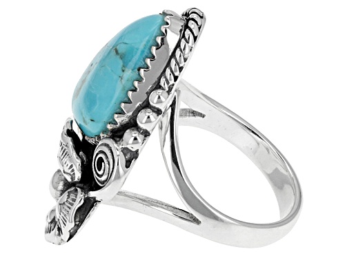 Southwest Style By Jtv™ Fancy Cabochon Turquoise Sterling Silver Floral Ring - Size 5