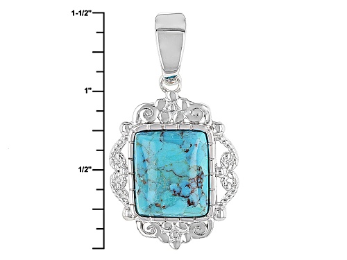 Southwest Style By Jtv™ Rectangular Cushion Blue Turquoise Sterling Silver Enhancer With Chain