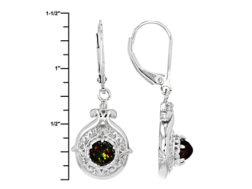 .50ctw Round Black Ethiopian Opal Sterling Silver Solitaire Dangle Earrings