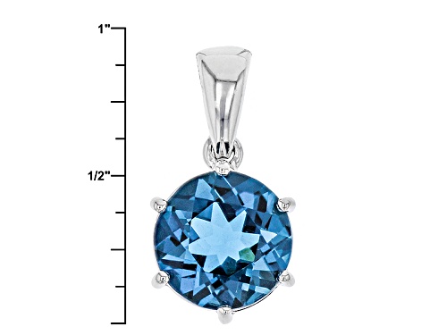 6.54ct Round London Blue Topaz Sterling Silver Solitaire Pendant With Chain
