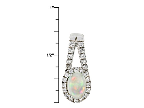 .76ct Oval Ethiopian Opal And .28ctw Round White Zircon Sterling Silver Pendant With Chain
