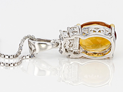 1.91ct Oval Brazilian Citrine With .20ctw Round White Zircon Sterling Silver Pendant With Chain