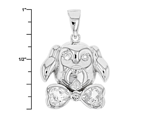 1.08ctw Heart Shape And Round White Topaz Sterling Silver Puppy Face Pendant With Chain