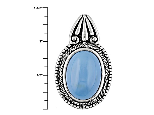 18x13mm Oval Oregon Blue Opal Cabochon Sterling Silver Pendant With Chain Web Only