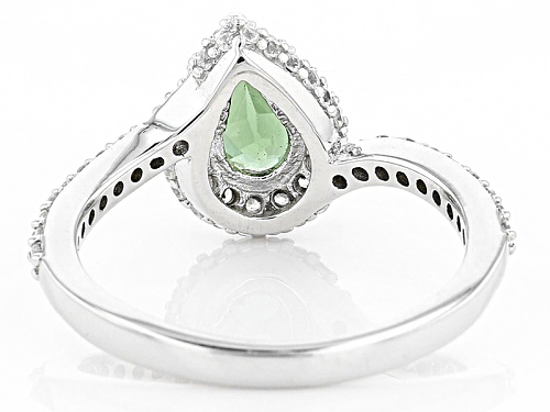 .63ct Pear Shape Green Apatite With .36ctw Round White Zircon Sterling Silver Ring - Size 8